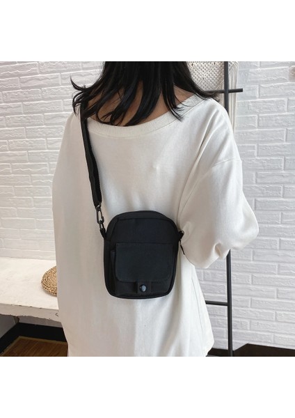 Yeşil Stil Tuval Kadın Crossbody Çanta Trend Alışveriş Merkezi Omuz Çanta Kore Düz Renk Öğrenci Telefon Çantası Basit Alışveriş Fermuar Çanta (Yurt Dışından)