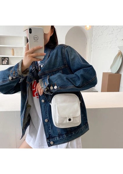 Yeşil Stil Tuval Kadın Crossbody Çanta Trend Alışveriş Merkezi Omuz Çanta Kore Düz Renk Öğrenci Telefon Çantası Basit Alışveriş Fermuar Çanta (Yurt Dışından)