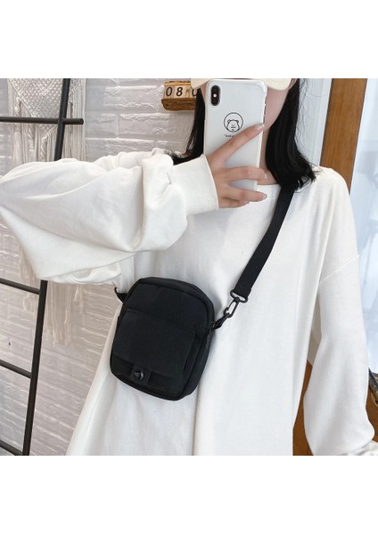 Yeşil Stil Tuval Kadın Crossbody Çanta Trend Alışveriş Merkezi Omuz Çanta Kore Düz Renk Öğrenci Telefon Çantası Basit Alışveriş Fermuar Çanta (Yurt Dışından)