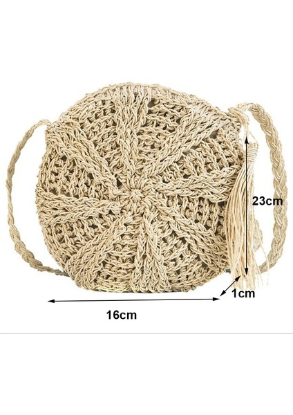 Bej Tarzı5 Tarzı Yogodlns Yuvarlak Yumuşak Kağıt Halat Omuz Çantası Püskül Yaz Plaj El Yapımı Crossbody Çanta Kadın Hollow Hasır Çanta Daire Rattan Çanta (Yurt Dışından)