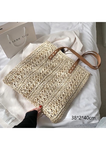 No.45 Tarzı Gusure Dokuma Kamış Örgü Çanta Yuvarlak Hasır Omuz Çantası Küçük Plaj Çantaları Kadın Yaz Hollow El Yapımı Messenger Crossbody Çanta (Yurt Dışından)