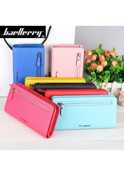 Pembe Stil Baellerry Kart Sahibi Kadın Cüzdan Deri Uzun Tasarım Li Pasaport Kapağı Rahat Kadın Çanta Fermuar Çok Fonksiyonlu Cüzdan (Yurt Dışından) fırsatları