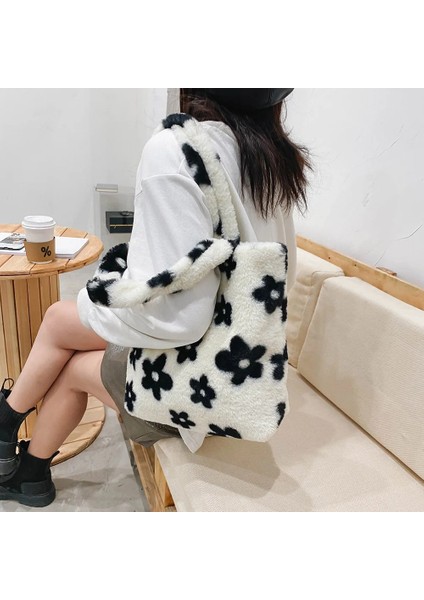 30X20X5CM Stili 2021 Ins Moda Kadın Çiçek Desenli Omuz Çantaları Kadın Kış Peluş Koltukaltı Çantaları Faux Kürk Çanta Kürklü Kabarık Bez Çantalar (Yurt Dışından) fiyatları