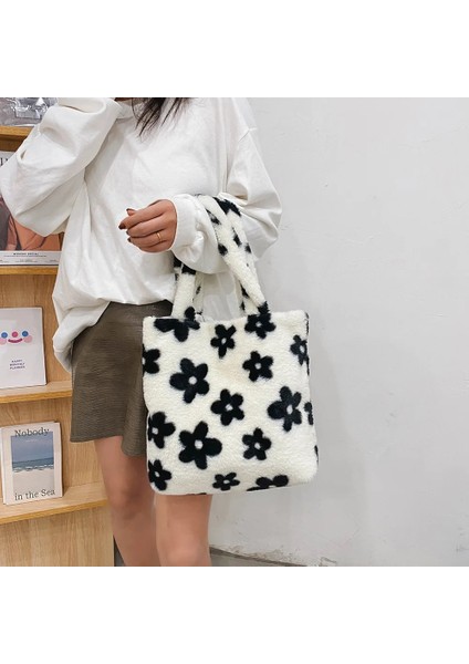 30X20X5CM Stili 2021 Ins Moda Kadın Çiçek Desenli Omuz Çantaları Kadın Kış Peluş Koltukaltı Çantaları Faux Kürk Çanta Kürklü Kabarık Bez Çantalar (Yurt Dışından) modelleri