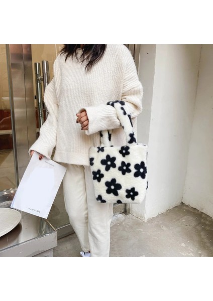 30X20X5CM Stili 2021 Ins Moda Kadın Çiçek Desenli Omuz Çantaları Kadın Kış Peluş Koltukaltı Çantaları Faux Kürk Çanta Kürklü Kabarık Bez Çantalar (Yurt Dışından) fırsatları