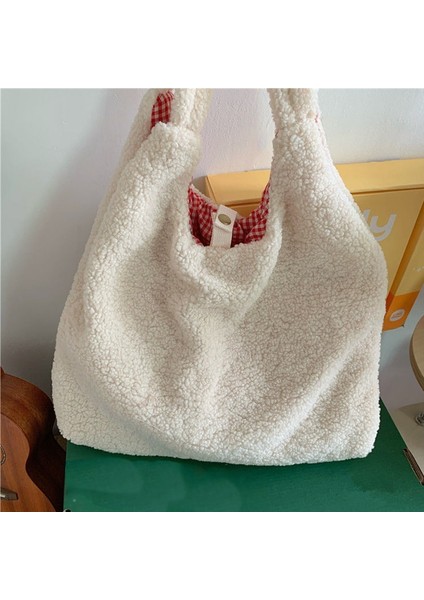 Gülen Stil Peluş Tote Çanta Alışveriş Çanta Wome Sonbahar Kış Kızlar Için Rahat Sevimli Kiraz Nakış Lmitasyon Yün Eko Omuz Çantaları (Yurt Dışından) modelleri