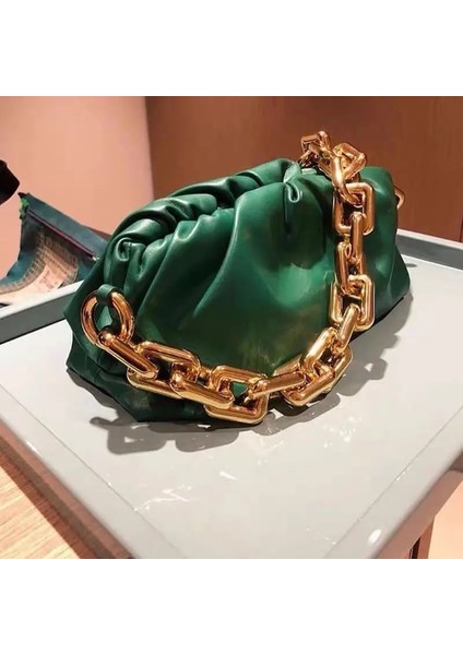 Küçük Mavi Stil 28X17X9CM 2022 Retro Kadın Köfte Messenger Çanta Tasarımcı Zinciri Yeni Moda Bulut Kadın Crossbody Omuz Çantası Gelgit Çanta Debriyaj Çanta (Yurt Dışından) modelleri
