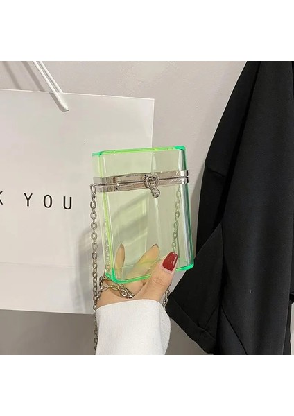 Yeşil Stil Yeni Zincir Kutusu Şeffaf Akrilik Çantalar Temizle Sert Gün Manşonları Akşam Çantaları Düğün Parti Çantaları Kadın Omuz Çantaları Çantalar (Yurt Dışından)