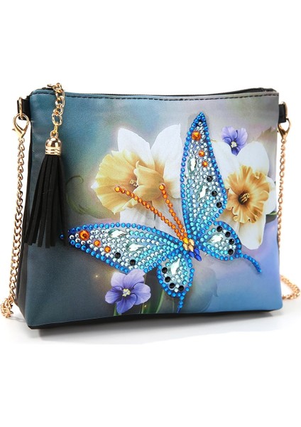 Turuncu Tarzı 5d Elmas Boyama Kelebek Çiçek Deri Crossbody Zincir Çanta Dıy Elmas Nakış Çanta Çanta Kılıfı (Yurt Dışından) fiyatları