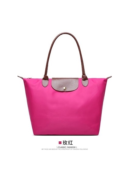 Sıcak Pembe Tarzı Büyük 52X32X22 cm 2021 Ünlü Kadın Çantaları Omuz Çantası Çanta Su Geçirmez Naylon Deri Plaj Çantası Tasarımcı Katlanır Tote Bolsa Sac Feminina (Yurt Dışından)