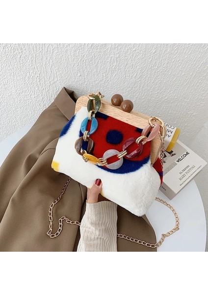 Resim Üç Tarzı Ahşap Klip Sonbahar ve Kış Peluş Çanta Woma Yeni Tasarımcı Kore Akrilik Zincir Omuz Crossbody Çanta Debriyaj Kadın (Yurt Dışından) modelleri