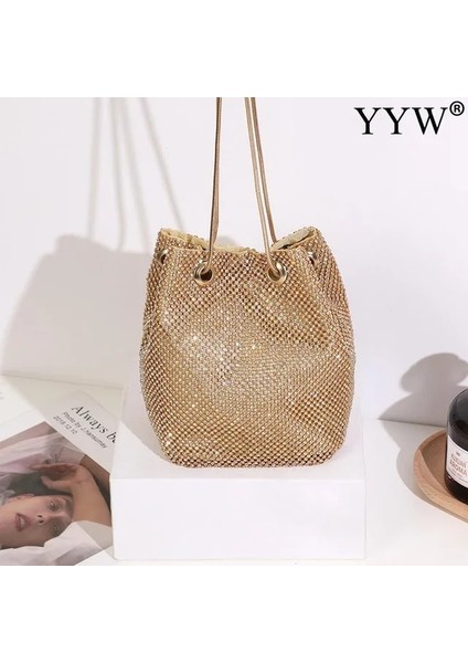 Elmas Altın Tarzı Moda Kadın Pullu Crossbody Çanta ile Kova Omuz Çantası Akşam Partisi Şerit Altın Çanta Kız Çanta Kadın Manşonlar Bolsos (Yurt Dışından)