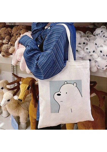 No.9 Tarzı 28X33CM Karikatür Eğlenceli Ayı Alışveriş Çantası Alışveriş Çantası Tote Çanta Yaz Omuz Kanvas Çanta Büyük Kapasiteli Vahşi Messenger Çanta Sevimli Eğlenceli Çanta (Yurt Dışından) indirimleri