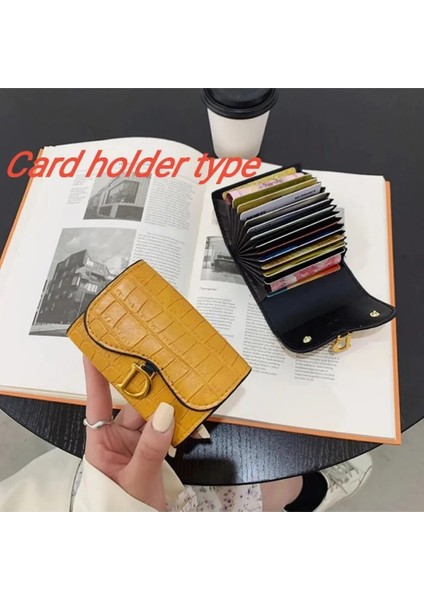 Sarı Kart Sahibinin Stili Küçük Kart Çanta Kadın Yeni Moda Retro D-Şekilli Toka Kart Sahibinin Kredi Kartı Sahibinin Küçük Bozuk Para Cüzdanı (Yurt Dışından) fırsatları