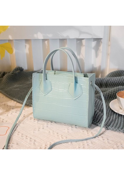 B-Color1 Stili Mini Küçük Kare Flap Çanta Moda Yüksek Li Pu Deri Kadın Çanta Timsah Desen Zincir Omuz Messenger Çanta (Yurt Dışından)