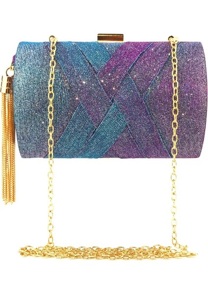 Flaş Mor Tarzı Yeni Cüzdan Şık Çok Renkli Akşam Yemeği Çantası Akşam Lüks Kadınlar Gelin Parti Balo Altın Püskül Düğün Debriyaj Çanta Parlak Çanta (Yurt Dışından)