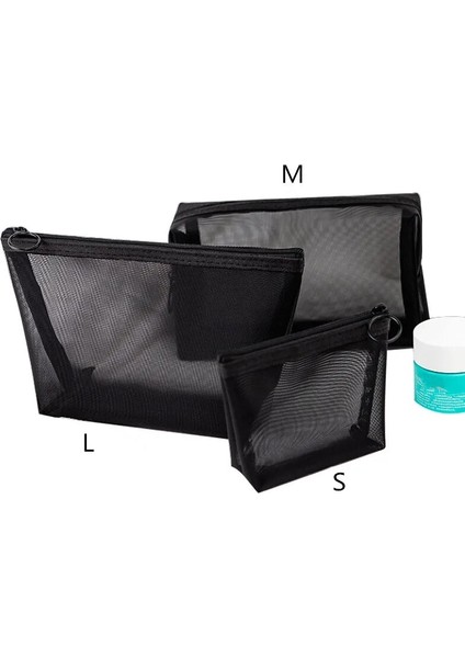 Siyah Stil L 21X6.5X12CM Kadınlar Şeffaf Siyah Örgü Kozmetik Çantası Seyahat Küçük Büyük Makyaj Çantası Durumda Fermuar Tuvalet Güzellik Saklama Çantası Organizatör (Yurt Dışından)