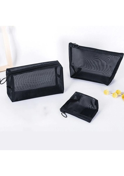 Siyah Stil L 21X6.5X12CM Kadınlar Şeffaf Siyah Örgü Kozmetik Çantası Seyahat Küçük Büyük Makyaj Çantası Durumda Fermuar Tuvalet Güzellik Saklama Çantası Organizatör (Yurt Dışından) fiyatları
