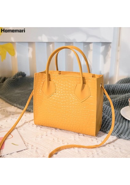 B-Color1 Stili Mini Küçük Kare Flap Çanta Moda Yüksek Li Pu Deri Kadın Çanta Timsah Desen Zincir Omuz Messenger Çanta (Yurt Dışından)