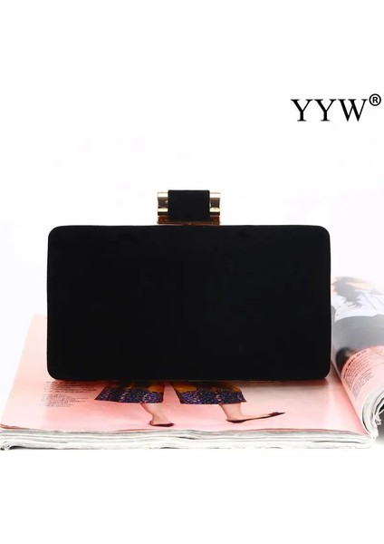 Siyah3 Tarzı Zarif Kadife Sert Yüzey Kadın Akşam Çantaları Dikdörtgen Kutu Çanta Çanta Siyah Kırmızı Moda Parti Manşonları Bayanlar Bolsa Feminina (Yurt Dışından)