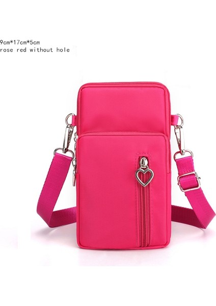 Gül Kırmızı Tarzı Kadın Moda Omuz Çantası Oxford Su Geçirmez Çanta Bilek Kılıfı Cüzdan Spor Müzik Cep Telefonu Çantası Kızlar Için Crossbody Çanta (Yurt Dışından)