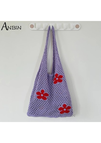 No.10 Tarzı Moda Örme Yelek Kadın Omuz Çantaları Çiçekler Yaz Plaj Kılıfları Tığ Çanta Büyük Kapasiteli Kadın Çanta Tasarımcısı Shopper (Yurt Dışından)