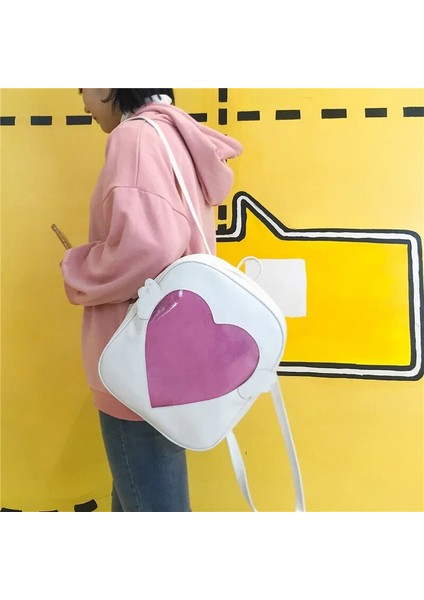 Kensen Shop Siyah Pembe Tarzı Msmo 'ıta-Bag' Glitter Temizle Flap Kanat Sırt Çantası Japonya Harajuku Kız Kawaii Bling Şeffaf Aşk Okul Çantası Hediye (Yurt Dışından)