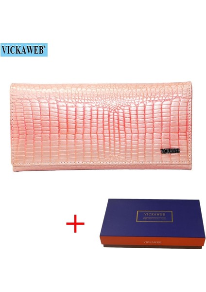 Pembe ve Kutu Stili Ücretsiz Hediye Manyetik Çile Cüzdan Kadın Hakiki Deri Bozuk Para Cüzdanı Bayanlar Uzun Moda Cüzdan Kadın Çantalar Kart Tutma Para Çantası (Yurt Dışından)
