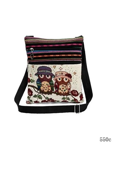 550C Tarzı Miyahouse Rahat Küçük Çift Fermuarlı Messenger Çanta Kadın Karikatür Baykuş Baskılı Flap Çanta Omuz Çantası Bayanlar (Yurt Dışından)
