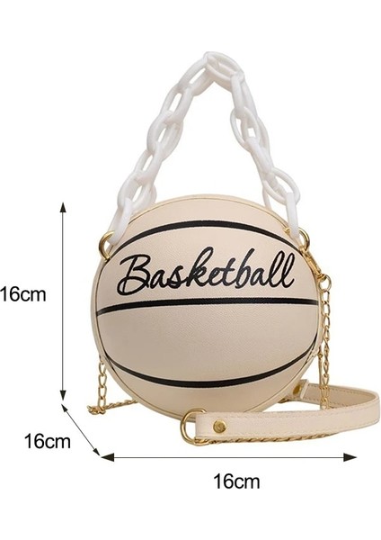 Bej Tarzı Women's Bag Basketball Football Shoulder Bags For Women Chain Casual Zipper Totes Purse Pu Leather Messenger Crossbody Handbags (Yurt Dışından)