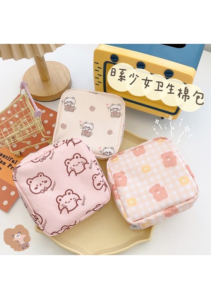 F Stili Seyahat Kawaii Kozmetik Saklama Çantası Kızlar Için Sevimli Ayı Tavşan Tampon Hijyenik Ped Kılıfı Mini Makyaj Kulaklık Sikke Çeşitli Eşyalar Çanta (Yurt Dışından) modelleri
