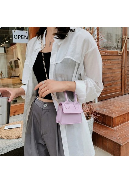 A-2 Tarzı Lüks Tasarımcı Mini Çanta Kadınlar Kızlar Için Düz Renk Küçük Kare Crossbody Çanta Akşam Partisi El Çantası Çanta Kadın Deri (Yurt Dışından) fırsatları