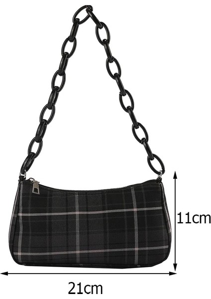 Haki Stili Küçük Alışverişçi Kadın Çanta Trendi Eap Li Kadın Çanta Retro Leopar Ekose Baskı Tote Naylon Omuz Koltukaltı Çantaları (Yurt Dışından)