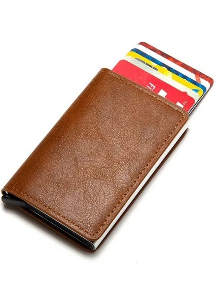 Kayısı 9810 Stili Mart Cüzdan Kartvizitlik Çile Rfid Cüzdan Alüminyum Metal Kredi Iş Mini Kart Cüzdan Erkek Kadın (Yurt Dışından)