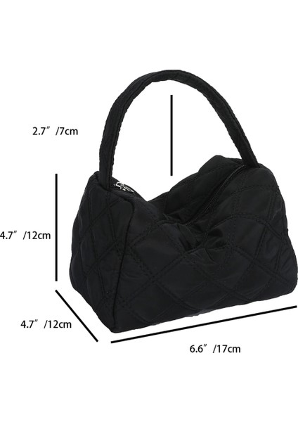 L-Siyah Tarzı Kış Naylon Moda Kapitone Kafes Dokuma Pamuk Yastıklı Büyük Kapasiteli Omuzdan Askili Çanta Kadınlar Için Örgü Çanta Crossbody Çanta (Yurt Dışından)
