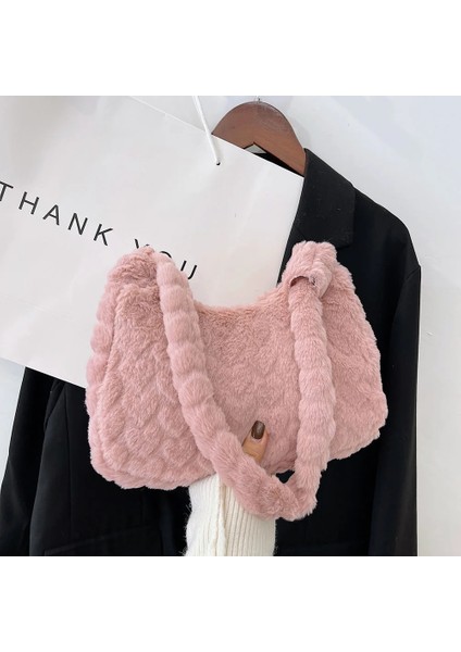 Zebra Desen Stili Kadın Kürk Çiçek Desen Yumuşak Peluş Omuz Çantaları Kış Rahat Küçük Koltukaltı Çanta Parçalamak Kadın Kabarık Alışveriş Tote Çanta (Yurt Dışından) fırsatları