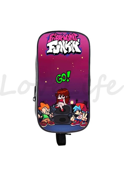 No.12 Tarzı 3D Video Oyunu Cuma Gecesi Funkin Kalem Kutusu Çocuklar Kalem Çantası Erkek Kız Çift Katmanlı Kalem Çantası Öğrenci Karikatür Kırtasiye Kalem Kılıfı (Yurt Dışından)