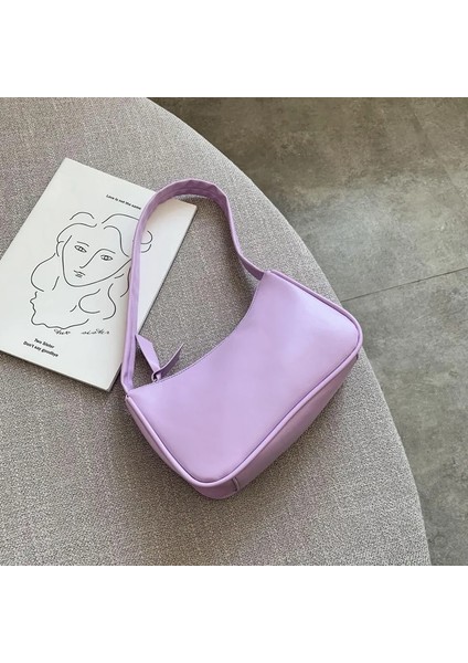Siyah Stil 22X8X14CM Yumuşak Pu Deri Kadın Mor Koltukaltı Çanta Retro Düz Renk Bayan Hobos Çanta Moda Tasarımı Kız Küçük Omuz Çantaları (Yurt Dışından) fiyatları