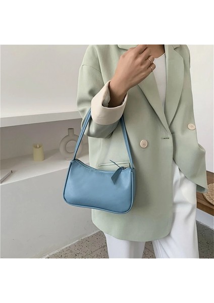 Siyah Stil 22X8X14CM Yumuşak Pu Deri Kadın Mor Koltukaltı Çanta Retro Düz Renk Bayan Hobos Çanta Moda Tasarımı Kız Küçük Omuz Çantaları (Yurt Dışından) modelleri