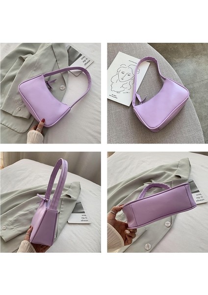Siyah Stil 22X8X14CM Yumuşak Pu Deri Kadın Mor Koltukaltı Çanta Retro Düz Renk Bayan Hobos Çanta Moda Tasarımı Kız Küçük Omuz Çantaları (Yurt Dışından) indirimleri