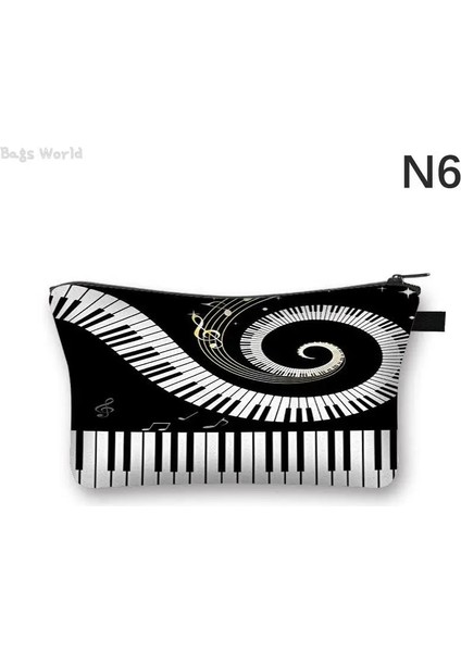 Net Stil Isı Transferi Müzik Notları Baskı Kozmetik Çantaları Yüksek Li Organizatör Taşınabilir Kalem Kutusu Piyano Gitar Boyama Kadın Makyaj Çantası (Yurt Dışından)