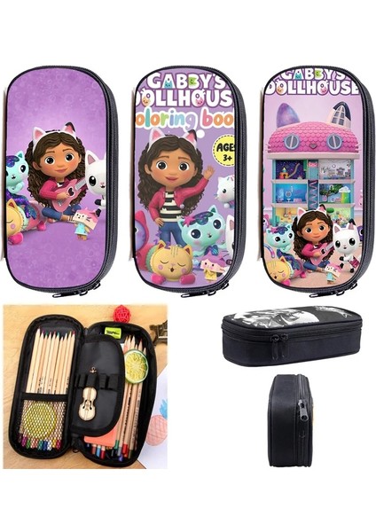 Kensen Shop GABBY31 Stili Gabbys Dollhouse Kozmetik Kutusu Kalem Kutusu 3D Anime Gabby Bebek Evi Okul Malzemeleri Kırtasiye Gençler Makyaj Çanta Düzenleyici (Yurt Dışından)