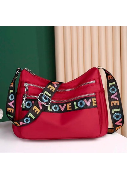 Kırmızı Stil Rahat Su Geçirmez Naylon Crossbody Çanta Kadın Kanvas Crossbody Anne Çantası Omuz Askılı Çanta Oxford Kumaş Seyahat Kadın Çantaları (Yurt Dışından) modelleri