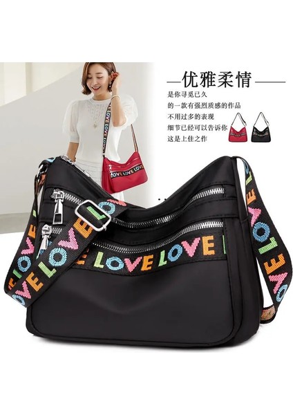 Kırmızı Stil Rahat Su Geçirmez Naylon Crossbody Çanta Kadın Kanvas Crossbody Anne Çantası Omuz Askılı Çanta Oxford Kumaş Seyahat Kadın Çantaları (Yurt Dışından) fırsatları