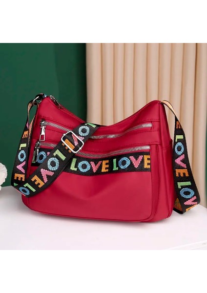 Kırmızı Stil Rahat Su Geçirmez Naylon Crossbody Çanta Kadın Kanvas Crossbody Anne Çantası Omuz Askılı Çanta Oxford Kumaş Seyahat Kadın Çantaları (Yurt Dışından) indirimleri