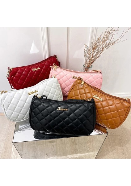 Kahverengi-2 Tarzı Gle Omuz Askılı Çanta Zinciri Basit Crossbody Çanta Yeni Moda Lingge Kabuk Çanta Kontrast Renk Kadın Çanta (Yurt Dışından) modelleri