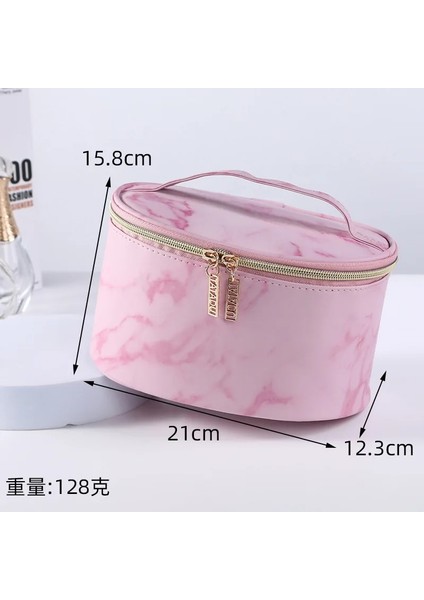 Pembe-4 Tarzı Fudeam Pu Mermer Desen Kadın Kozmetik Çantası Çok Fonksiyonlu Seyahat Tuvalet Depolama Organize Çanta Su Geçirmez Kadın Makyaj Çantası (Yurt Dışından)
