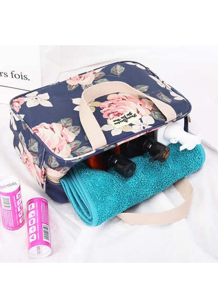 No.7 Tarzı Makyaj Çantası Kadın Yıkama Seyahat Büyük Kapasiteli Taşınabilir Saklama Çantası Kadın Çiçek Baskı Kozmetik Çantaları (Yurt Dışından) fırsatları