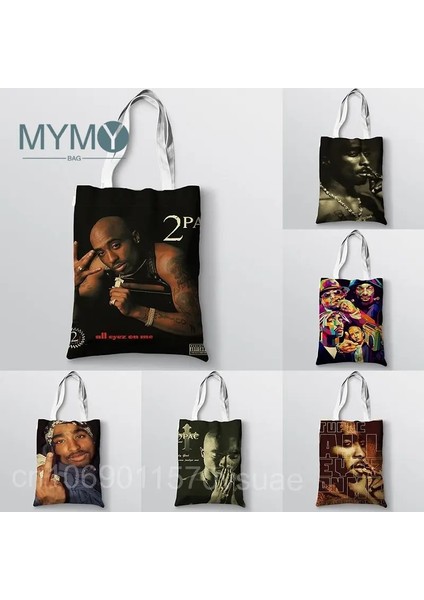 No.18 Stili 23X27CM-9X10.6IN Ünlü Şarkıcı Tupac Omuz Çantası Hip Hop Vintage Çanta Katlanabilir Seyahat Alışveriş Çantaları Büyük Kapasiteli Yeniden Kullanılabilir Eko Bez Çantalar (Yurt Dışından) fiyatları