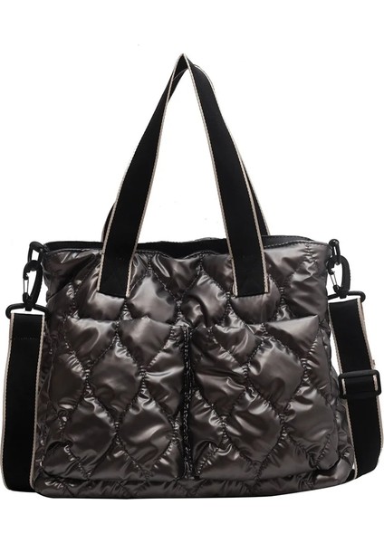 Mavi Stil Moda Kış Aşağı Naylon Yastıklı Çanta Kadın Büyük Kapasiteli Üst Saplı Çanta Düz Renk Crossbody Çanta Kadın Omuz Çantaları (Yurt Dışından) fiyatları